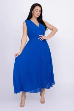 Włoski Chabrowa plisowana Sukienka szyfonowa GUSTEN