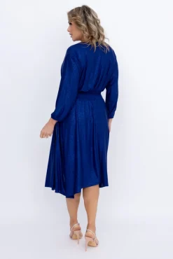 Polski Chabrowa Sukienka brokatowa z marszczeniem BAGOZIA