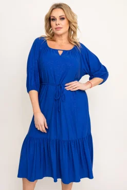 Polski Chabrowa Sukienka brokatowa z paskiem PENTUZI