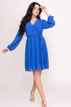 Włoski Chabrowa Sukienka Elegancka PERLA