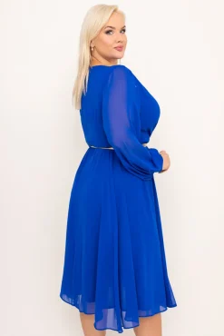 Polski Chabrowa Sukienka szyfonowa z paskiem NEVIMA