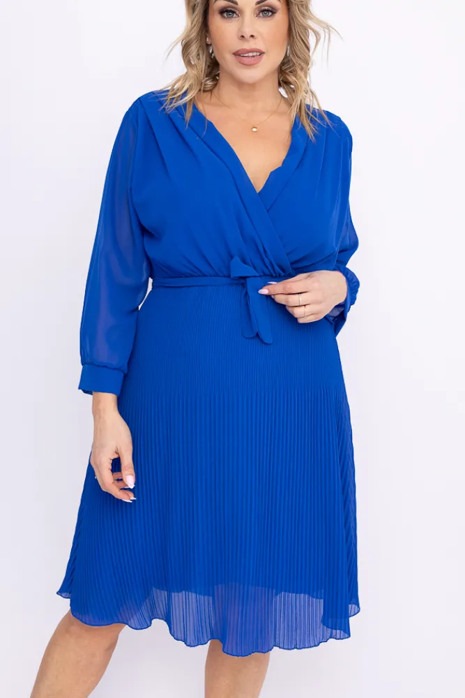 Włoski Chabrowa Sukienka szyfonowa plisowana SEGIA