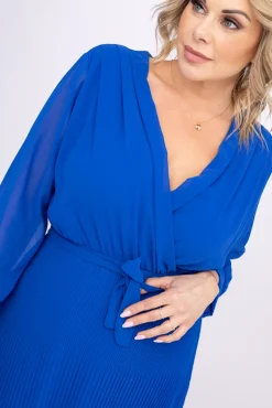 Włoski Chabrowa Sukienka szyfonowa plisowana SEGIA