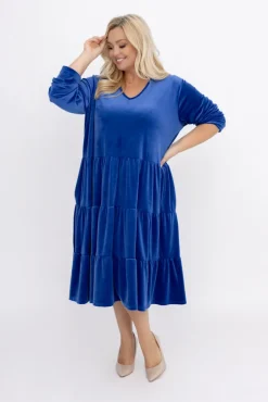 Włoski Chabrowa Sukienka welurowa SARIEN