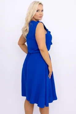 Włoski Chabrowa Sukienka z żabotem MERINGO