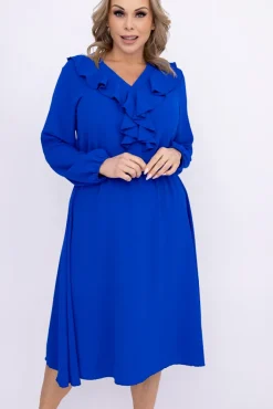 Włoski Chabrowa Sukienka z żabotem BELIAMI