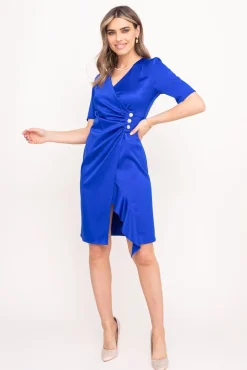 Polski Chabrowa Sukienka z falbaną TEGIA