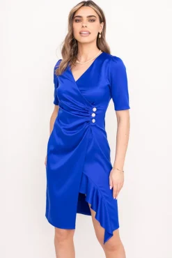 Polski Chabrowa Sukienka z falbaną TEGIA