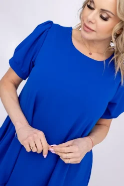 Włoski Chabrowa Sukienka z falbaną DOLIEN