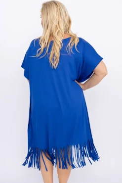 Polski Chabrowa Sukienka z frędzlami RIVINO