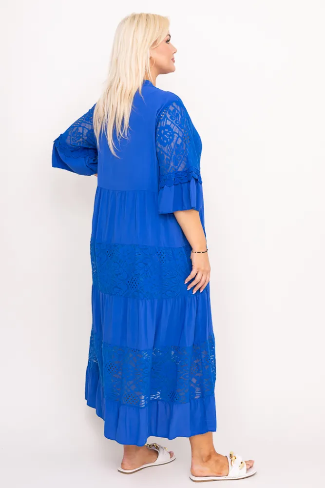 Włoski Chabrowa Sukienka z haftem VERDINA