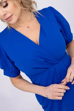 Włoski Chabrowa Sukienka z marszczeniem MERTIGA