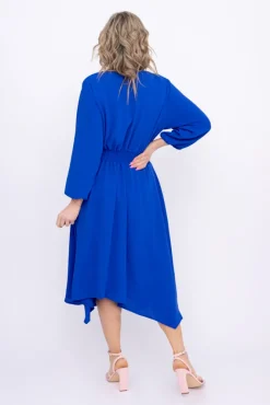 Polski Chabrowa Sukienka z marszczeniem MILIO