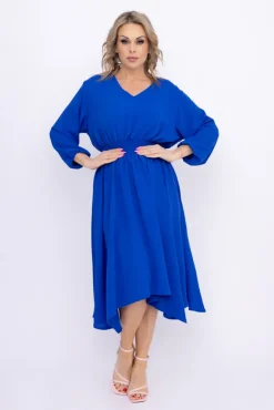 Polski Chabrowa Sukienka z marszczeniem MILIO