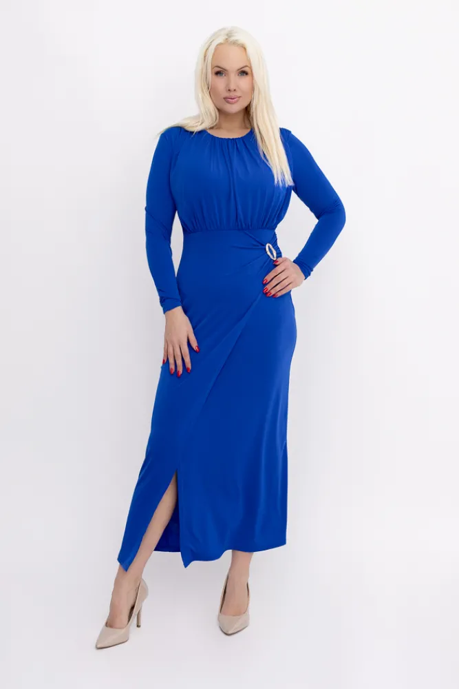 Włoski Chabrowa Sukienka z marszczeniem ZOLIA