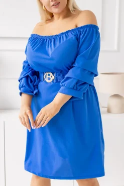 Włoski Chabrowa Sukienka z paskiem VOUGI