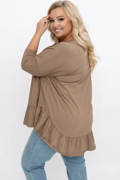 Damskie Włoski Ciemnobeżowa Bluzka VEBERO
