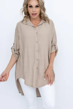 Damskie Włoski Ciemnobeżowa Koszula TERIEN