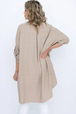 Damskie Włoski Ciemnobeżowa Koszula TERIEN