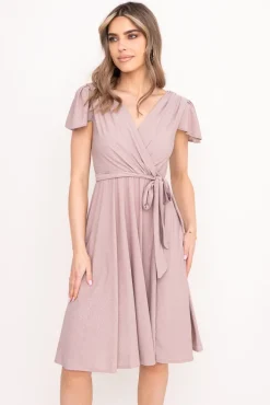 Polski Ciemnobeżowa Sukienka brokatowa GENVELI