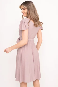 Polski Ciemnobeżowa Sukienka brokatowa GENVELI