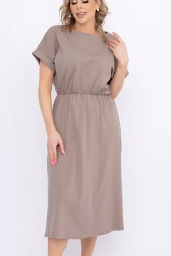 Włoski Ciemnobeżowa Sukienka MARISTA