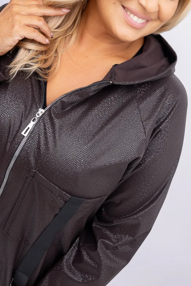 Damskie Polski Ciemnobrązowa Kurtka przeciwdeszczowa LIXURO Wzór 3