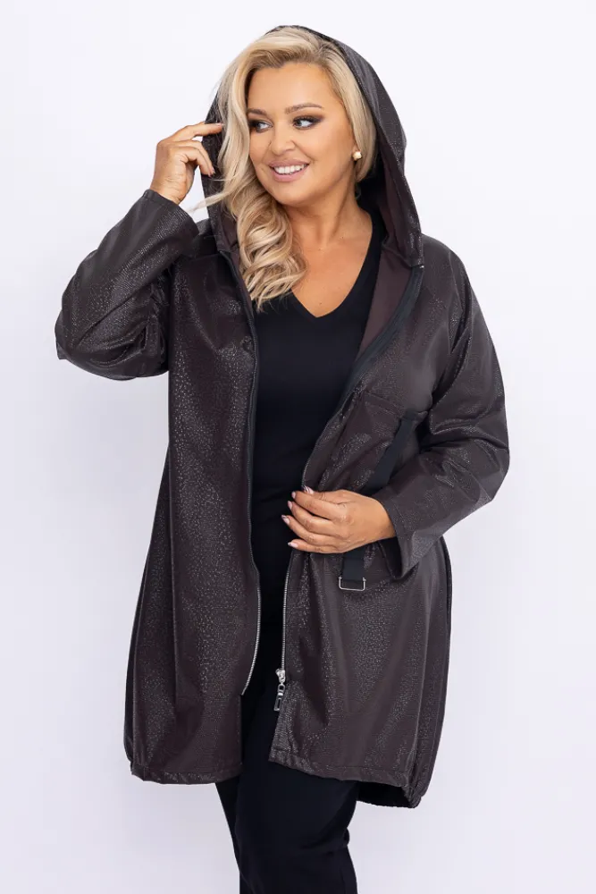 Damskie Polski Ciemnobrązowa Kurtka przeciwdeszczowa LIXURO Wzór 3