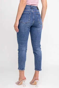 Damskie Włoski Ciemnoniebieskie Spodnie Jeansowe KARMEN