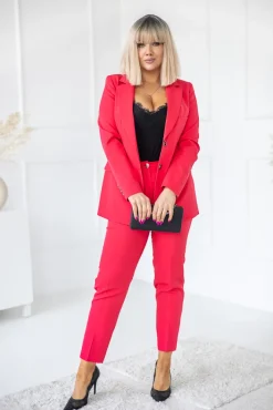Damskie Polski Ciemnoróżowe Spodnie garniturowe TENZI