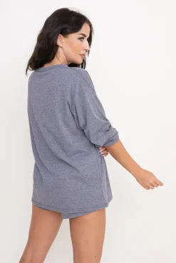 Polski Ciemnoszara Piżama z szortami LEKREZI