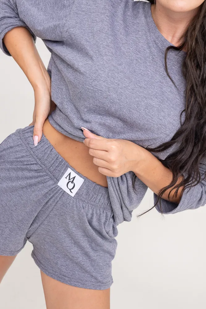 Polski Ciemnoszara Piżama z szortami LEKREZI