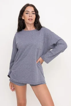 Polski Ciemnoszara Piżama z szortami LEKREZI