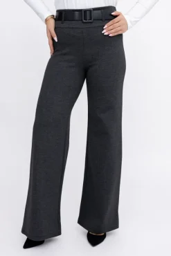 Damskie Włoski Ciemnoszare Spodnie z paskiem TRIMI