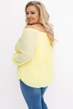 Damskie Włoski Cytrynowa Bluzka szyfonowa HILL