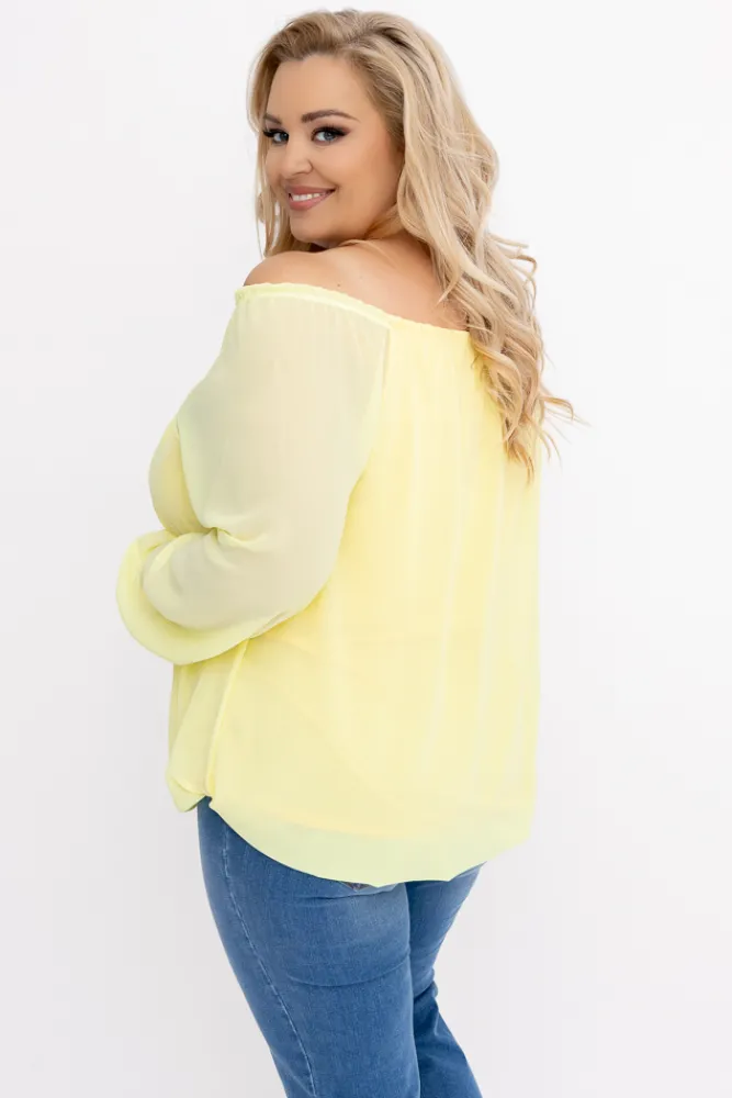 Damskie Włoski Cytrynowa Bluzka szyfonowa HILL