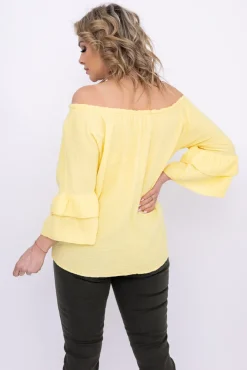 Damskie Włoski Cytrynowa Bluzka z falbanami PARFI