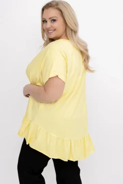 Damskie Włoski Cytrynowa Bluzka z falbaną BEYBIN