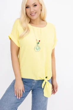 Damskie Włoski Cytrynowa Bluzka z wisiorkiem FAIRY