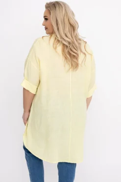 Damskie Włoski Cytrynowa Koszula lniana LOGARIO