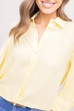 Damskie Polski Cytrynowa Koszula z bufiastymi rękawami KAMI