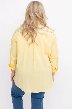 Damskie Włoski Cytrynowa Koszula z koronką SENRI