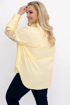 Damskie Włoski Cytrynowa Koszula z koronką IRIEN