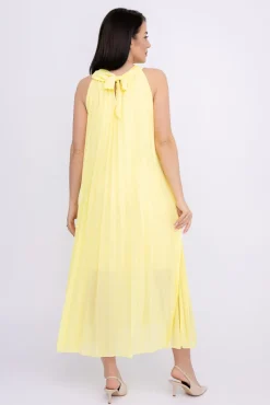 Włoski Cytrynowa plisowana Sukienka szyfonowa LUZIO