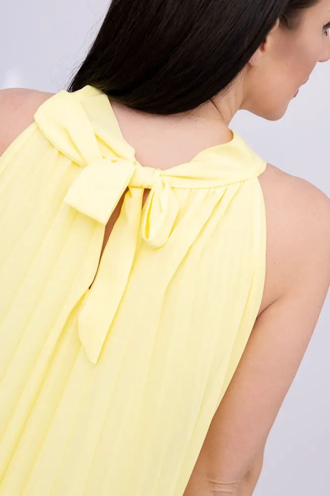 Włoski Cytrynowa plisowana Sukienka szyfonowa LUZIO