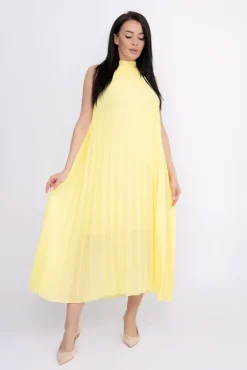 Włoski Cytrynowa plisowana Sukienka szyfonowa LUZIO