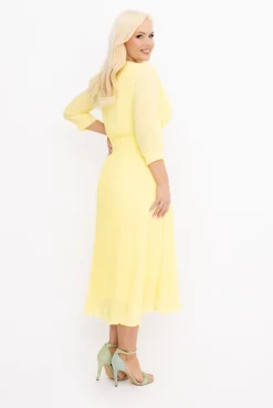 Włoski Cytrynowa Sukienka plisowana KEMELI