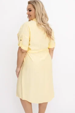 Włoski Cytrynowa Sukienka szmizjerka SAFERI