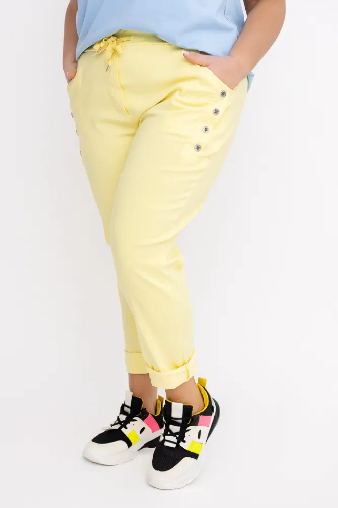 Damskie Włoski Cytrynowe Spodnie SENDI