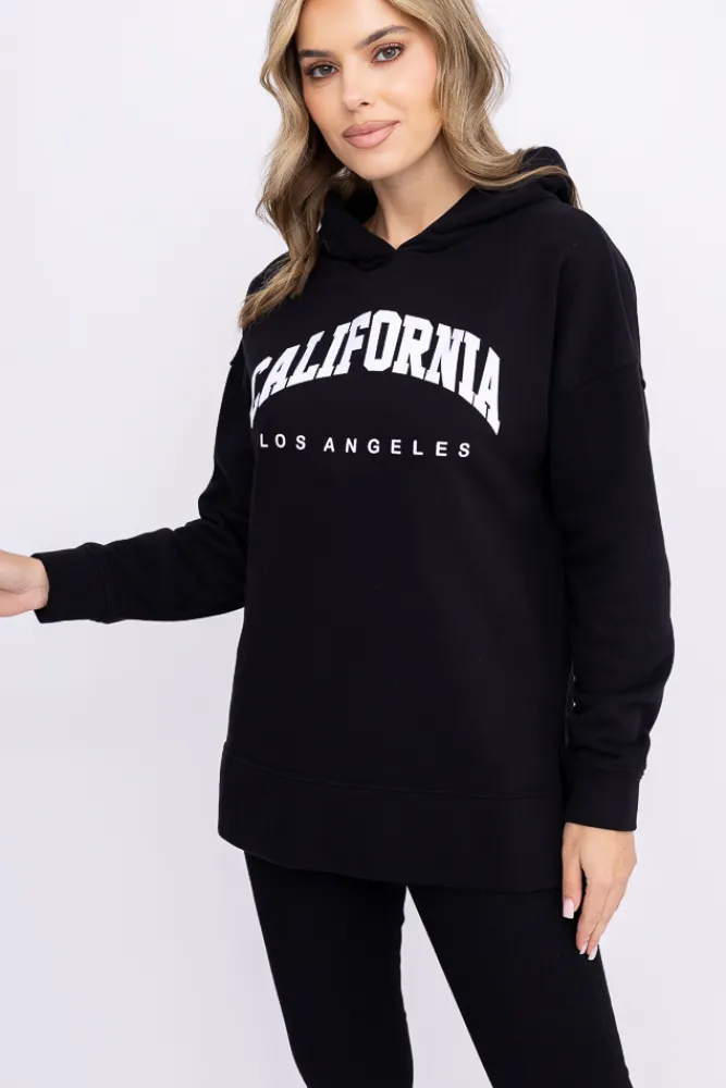 Damskie Polski Czarna Bluza z kapturem DEVANA